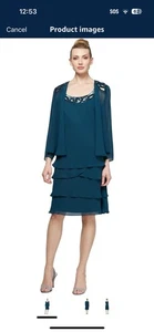 Blaues mitteltürkis 2-teiliges Sakko Kleid formell, von S.L. Moden UVP 136 $ - Bild 1 von 4