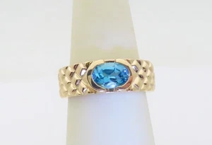 Anillo Aguamarina 14k Piedras Preciosas Pinky Anillos Ovalado Este Oeste Al ras Talla 6.25 R1662 - Imagen 1 de 10