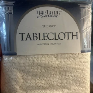 Home Trends Elegance Ivory Lace Rectangular Tablecloth 70” X 108” - Picture 1 of 9