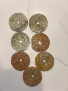 7 chinesische geschnitzte Münzform Jade Anhänger 2’ rund - Bild 1 von 13