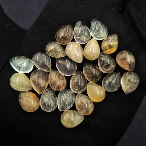 Natural Golden Rutile Quartz Pear Cabochon Loose Stone Lot 10*14 MM 103 CT 17Pcs - Picture 1 of 4