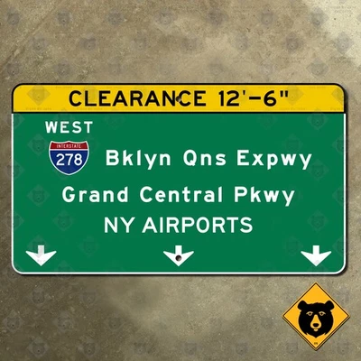 Дорожный знак New York Brooklyn Queens Expressway Grand Central Parkway I-278 14x8 - Изображение 1 из 2