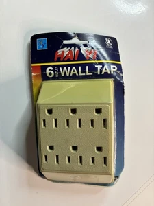 6 Outlet Wall Plug Adapter Plugs Electrical Power Source Splitter White NIB - Picture 1 of 4