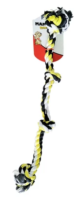 Juguete de remolcador de hilo dental trenzado de 4 nudos para perros Mammoth Flossy Chews 24" - amarillo y negro Foto 1 de 4