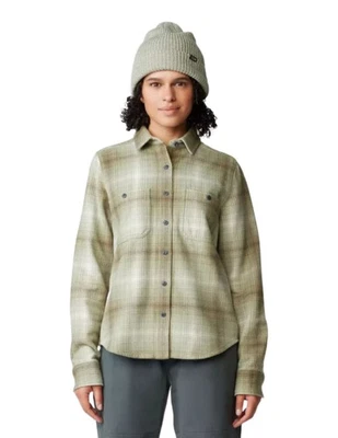 Camisa para mujer Mountain Hardwear Plusher LS, blanca salvia ombre cuadros búfalo, pequeña Foto 1 de 3