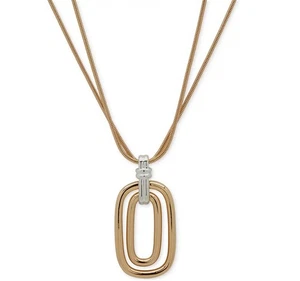 💫 Anne Klein Two-Tone Snake Chain Pendant Necklace (16" + Extender) - Picture 1 of 1