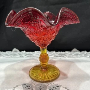 Amberina 6,5” T X 6,5” W Taste (geriffeltes Kompott) unbeschriftet leuchtet unter UV-Licht - Bild 1 von 7