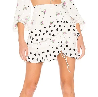 Minifalda For Love & Lemons Lucia - Blanca Negra Lunares Volantes Florales XS Foto 1 de 4