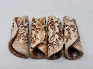 Handcrafted Ceramic Clay 2" Cannoli Beads Lot Of 4 Macrame, Jewelry Craft Vtg - Picture 1 of 12