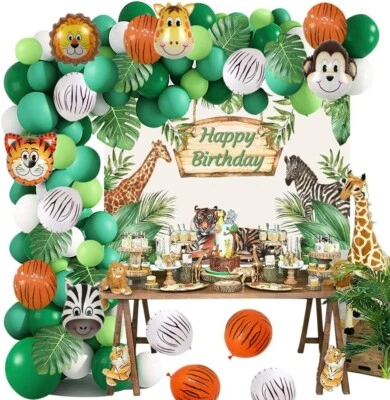 80pcs Jungle Theme Party Supplies Birthday Decorations for Boy - Image 1 of 4