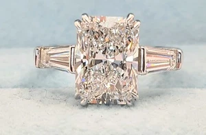 3.70 Ct E VS1 Radiant Lab Grown Diamond Ring IGI Certified 14k White Gold - Picture 1 of 9