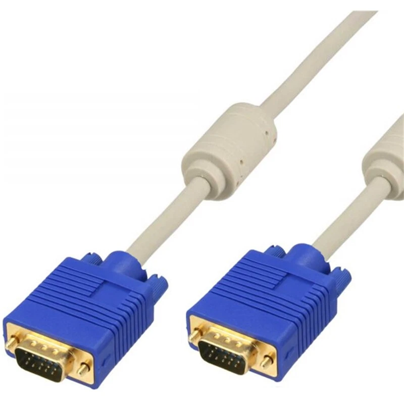 SVGA-Monitorkabel SVGA15 Stecker auf Stecker 20m Profikabel mit Ferrit beige - Bild 1 von 1