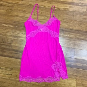 Victoria's Secret Pink Lace Trim Babydoll Mini Slip Dress Womens Small Lingerie - Picture 1 of 6
