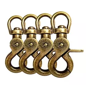 Scheren-Karabiner Haken mit Dreh-Gelenk für Hunde-Leine, 4er SET, Gold Antik - Bild 1 von 1