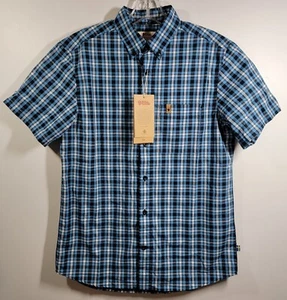 Fjallraven Ovik Short Sleeve Shirt Men’s S Dust Blue Plaid - Picture 1 of 16