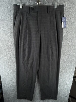 NWT Ralph Lauren Dress Pants 34x30 Charcoal Gray Check Pleat Business ACTL 33X30 - Image 1 of 4