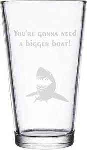Jaws You're gonna need a größeres Boot Pint Bierglas mit Hai Bild - Bild 1 von 1