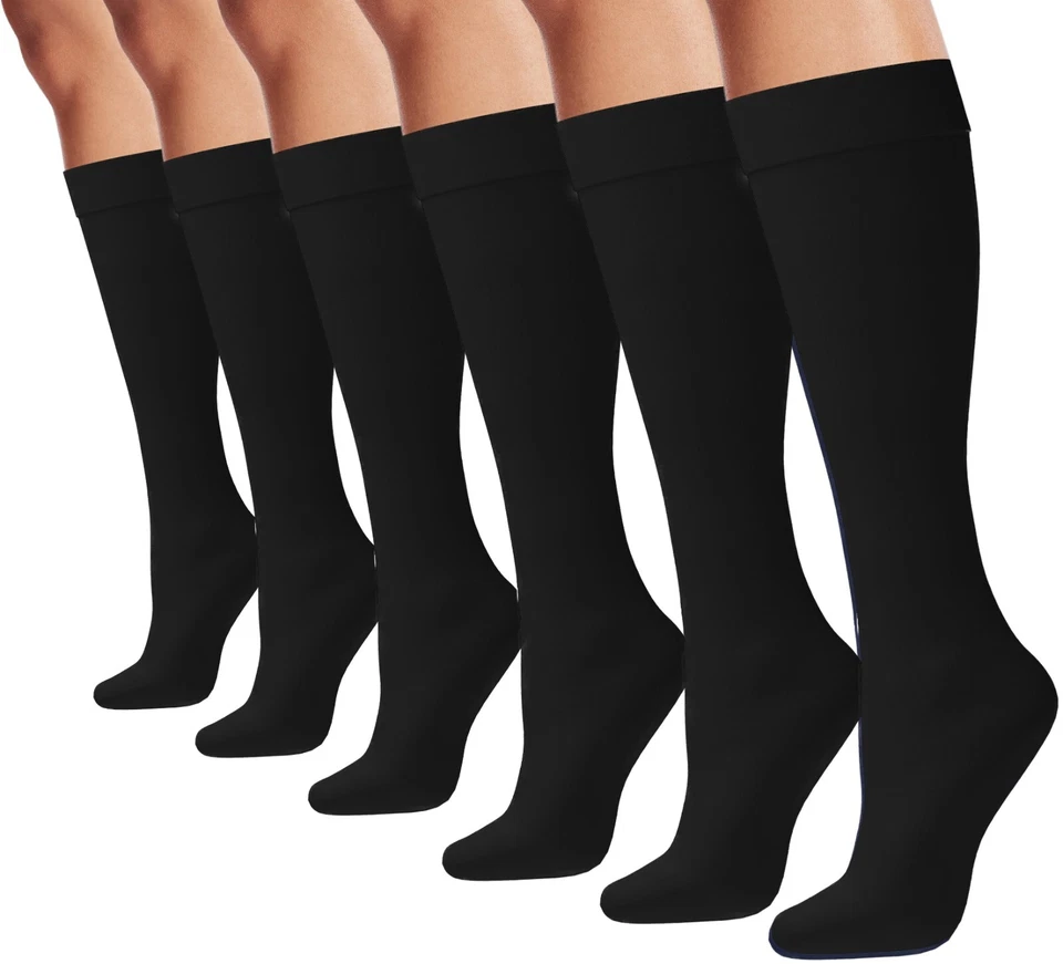 Queen Size Trouser Socks for Women, 6 Pairs Plus Stretchy Opaque Knee High Bulk - Image 1 of 1
