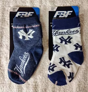 New York Yankees Infant Socks Size 0-3 MLB Unisex FBF Sportswear (2) Pair Lot - Picture 1 of 2