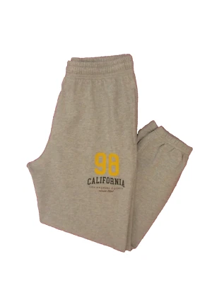 Boohoo Tall Grey High Waist California Slogan Cuffed Joggers - Size L - Image 1 of 4