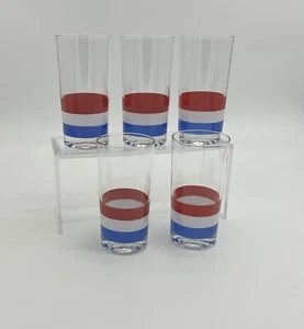 Vintage Set 4 Georges Briard Red, White, Blue July 4th Highball Cocktail Glasses - Picture 1 of 7