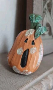 Kurt S. Adler Vintage Halloween Decor Ghost Face PUMPKIN 2.5" Resin Freestanding - Picture 1 of 10