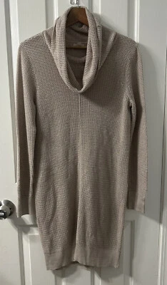 Vestido Suéter Garnet Hill Para Mujer Tencel Lana Merino Taupe Tostado Capucha Cuello Talla S Foto 1 de 4