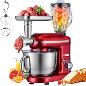 3in1 6Qt Food Stand Mixer 650W 6-Speed Meat Grinder Juice Blender ETL Listed Red - Picture 1 of 8