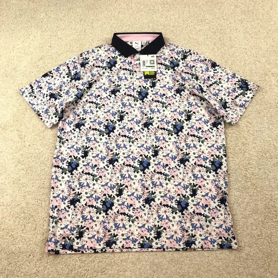 Puma x Arnold Palmer Polo Golf Shirt Mens Large Floral Pattern 623954 01