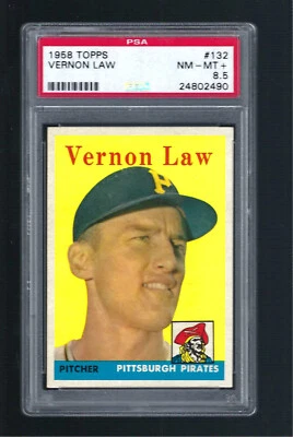 1958 TOPPS #132 VERN LAW Pittsburgh Pirates sharp/CENTERED low pop 8 PSA 8.5 - Image 1 of 3