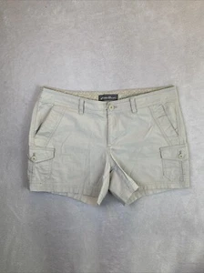 Eddie Bauer Cargo Shorts Women's Petite 12 P12 Tan Khaki hiking casual 5" inseam - Picture 1 of 7