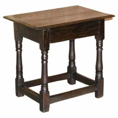 18TH CENTURY ANTIQUE CIRCA 1740 GEORGE II OAK SIDE TABLE WITH SINGLE DRAWER - Image 1 of 4