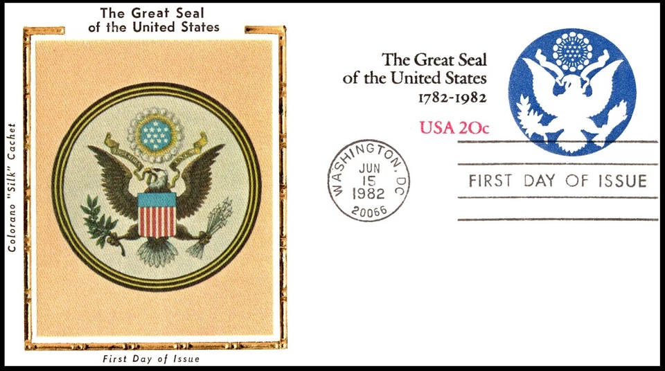 U602 The Great Seal of US FDC, Colorano "Silk" Cachet, EC, OF, UA - Image 1 of 3