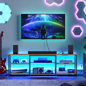 LED TV Stand for 75 Inch Tvs with Charging Station, Gaming Entertainment Center - Picture 1 of 9
