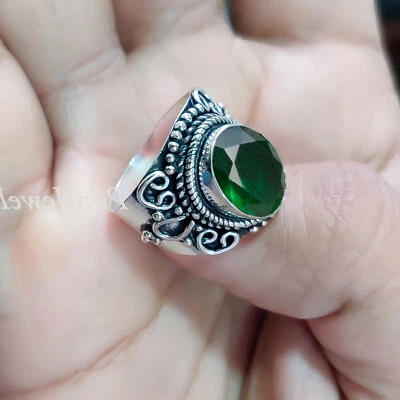 Chrome Diopside Gemstone 925 Sterling Silver Ring Handmade Birthday Gift Jewelry - Image 1 of 4