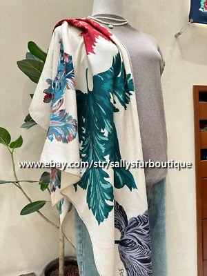 Sallys Cashmere & Silk Wrap Scarf Tulips Print 2 Face Triangle Shawl 190*90cm - Image 1 of 4
