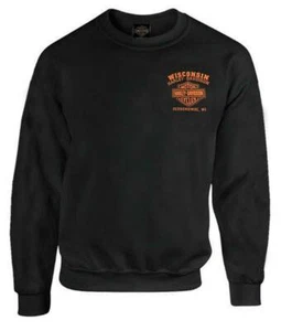 Harley-Davidson Men's Custom Freedom Fleece Pullover Crew Sweatshirt - Black - Picture 1 of 2
