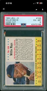 1963 Jell-O Willie Mays #106 Hand Cut RARE PSA 6 Pop 12 Only 2 Higher - Picture 1 of 2