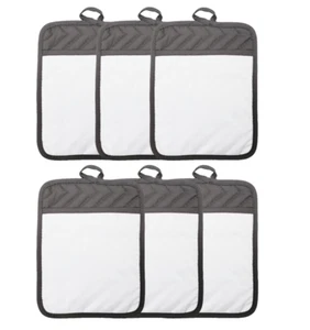 Sublimation Blanks 9"x7" Gray Pot Holders with Sublimation Pocket DIY Set of 6 - Picture 1 of 3