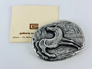 Bruno Cassinari Scultura Fermacarte In Bronzo Argentato Commemorativo Firmato - Foto 1 di 5