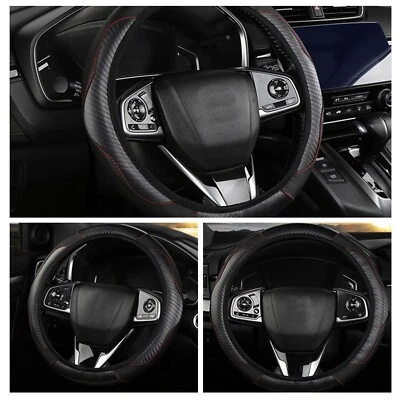 For Toyota 15" Car Carbon Fibre Steering Wheel Cover Anti-Slip Breathable Wrap - Image 1 of 4