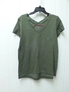 Hue Olive Green Short Sleeve V Neck Pajama Shirt Sz Large PJ74205 - Picture 1 of 5