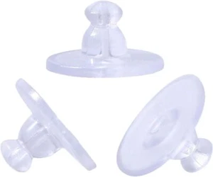 Earring Backs, Silicone Backings, Clear Rubber Safety - Picture 1 of 8