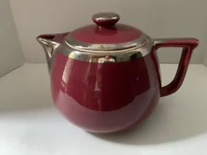 Hall China maroon and silver large coffee pot called The Big Boy - Picture 1 of 6