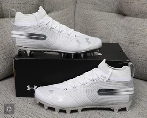 Under Armour Spotlight MC White Silver Football Cleats Size 9.5 (3020675-100) - Picture 1 of 8