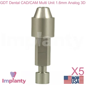 5x GDT Dental CAD/CAM Multi Unit 1.6mm Analog 3D Stainless Steel Dentistry Tool - Picture 1 of 4