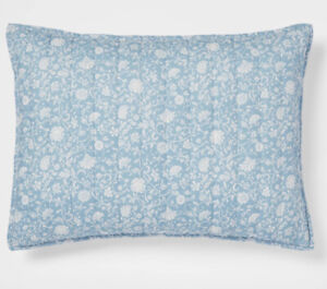 2 Threshold Reversible Print Voile Blue Floral Standard Pillow Shams