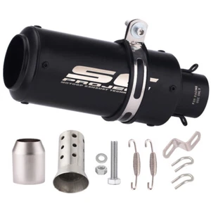 Slip-on 51mm 2" Universal Motorcycle Exhaust Muffler Pipe Tail Tips Black - Picture 1 of 6