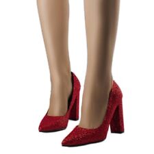 BM Red brocade heel pumps from Belle