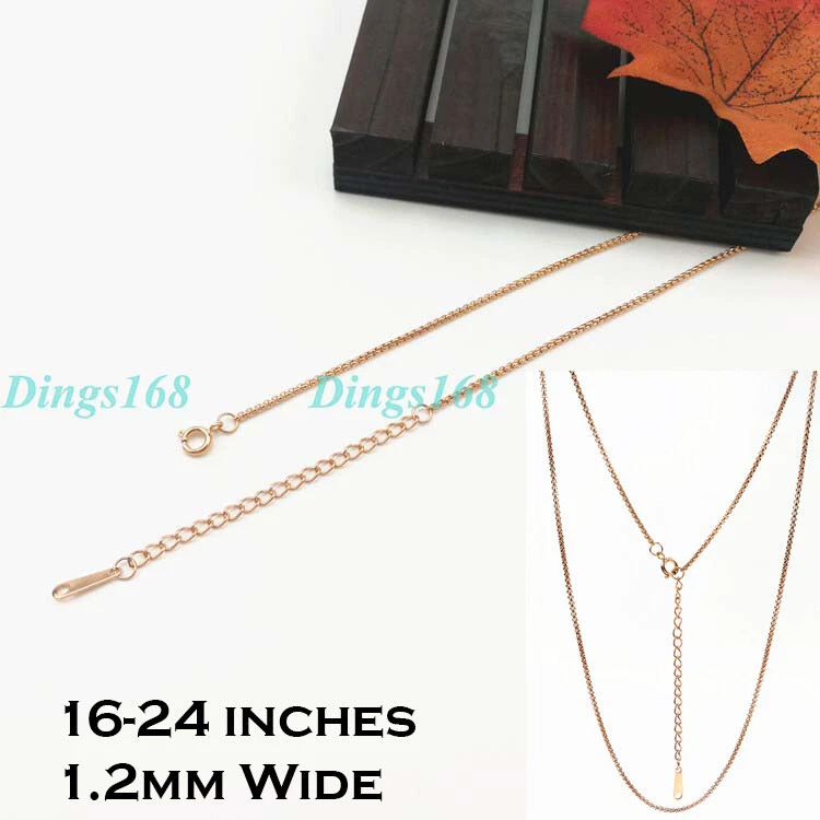 Unisex 18K Rose Gold Filled 1.2mm Thin Round Box Chain Necklace 17"- 24inch H208 - Image 1 of 2